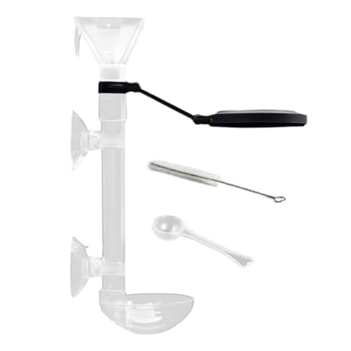 Fish Food Feeder - Aquarium Pipe with Directional Telescopic Tube, Clear Suction Cup Dispenser, Adjustable Target Feeding Tool, Spill Control Design | Vacation Solution for Shrimp Turtle Home Pond