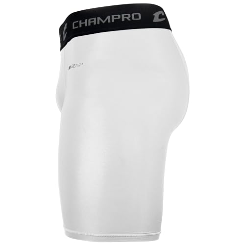 CHAMPRO Youth Polyester/Spandex Lightning Compression Shorts - color: White, size: Small