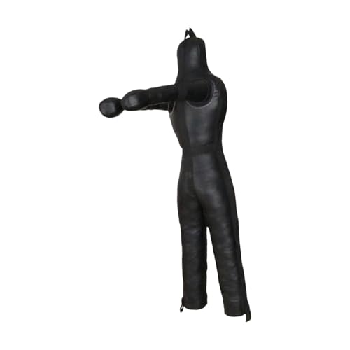 harayaa Boxing Dummy Martial Arts Training Wrestling Dummy Punching Dummy Canvas Cover Unfilled Suitable for Adults Grappling Practice Home Gym Fitness Dojo - color: 160cm Black