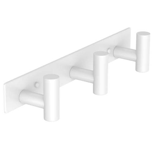 PMMASTO Wall Mounted Coat Rack, White- 3 Hooks, 2 Pack, T Shape - color: White, size: 3 "T" Hooks, 2PACK