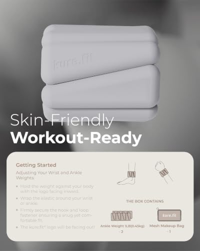 Pilates Wrist & Ankle Weights | Adjustable Weighted Bangles | 1LB/2LB Each - color: Gray, size: 1 LB