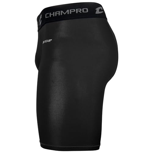 CHAMPRO Youth Polyester/Spandex Lightning Compression Shorts - color: Black, size: Medium