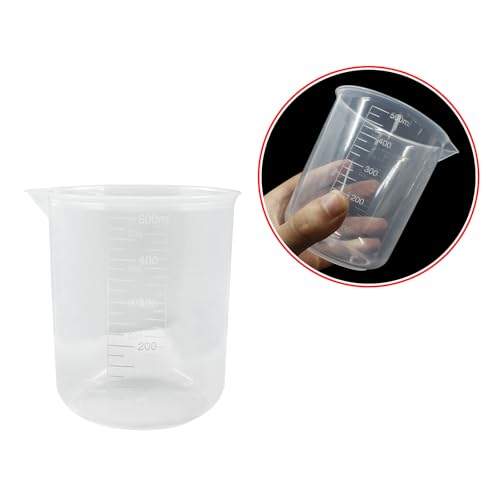 Bivethoi 3 Pack Plastic Beakers, Low Form Graduated Measuring Beakers 50ML Graduation Interval(Vol. 500ML) - size: 500ml