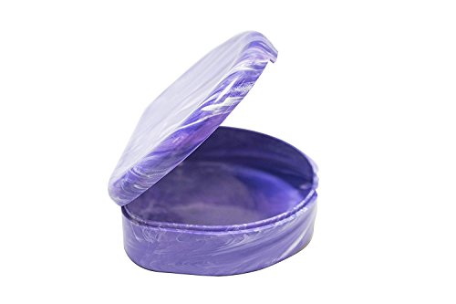 Orthodontic Retainer Case With Hinged Lid Snaps, Portable Denture Cases, Mouthguard Case for Retainer and Dentures (Purple Marble)