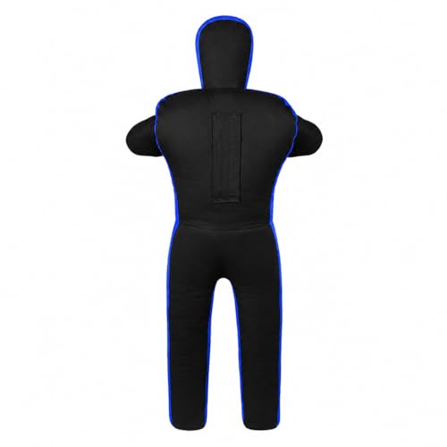 MMA Practice Dummy (Standing Position) for Boxing, Fighting, Throwing, Grappling, Karate, jiu-Jitsu, Wrestling Training - UNFILLED - color: Black/Blue Canvas, size: 70" (inches)