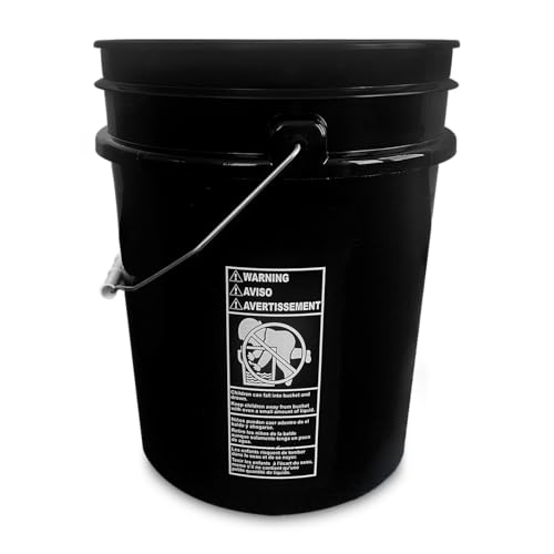 5 Gallon Bucket - Food Grade Bucket, Metal Handle Grip, BPA-Free, Heavy-Duty 90 Mil HDPE Plastic Pail, Stackable Utility Container, Made in USA, Lid Not Included, Black, 120 Packs - color: Black, size: 120 Packs