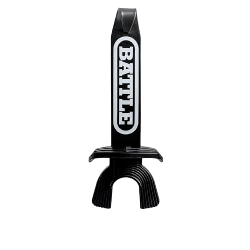 Battle Speed XL Football Mouthguard, Black | No boiling required, Ready to wear out of the box, Extra-wide connected tether strap, Braces compatible, Features a thick - color: Black