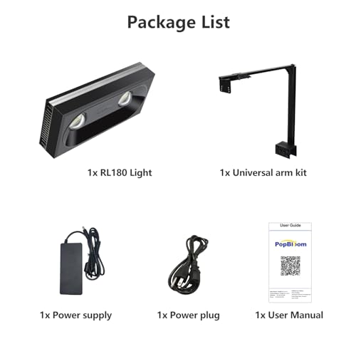RL180 WiFi Full Spectrum Reef Light 180W Marine Reef LED Aquarium Light Saltwater Aquarium Fish Tank Lamp (RL180 with Arm Kit) - size: RL180 With Arm Kit