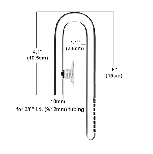 Mini Skimmer Lily Pipe Outflow and Inflow Kit for Nano Planted Tanks (10mm for 3/8'' i.d. (9/12mm) tubing) - size: 10mm for 3/8'' i.d. (9/12mm) tubing