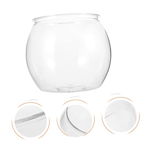 Transparent Fish Tank 7.87X7.87X6.69In Plastic Fish Bowl for Small Pets Goldfish Turtle Desktop Aquarium Micro Landscape Container Decorative Tank