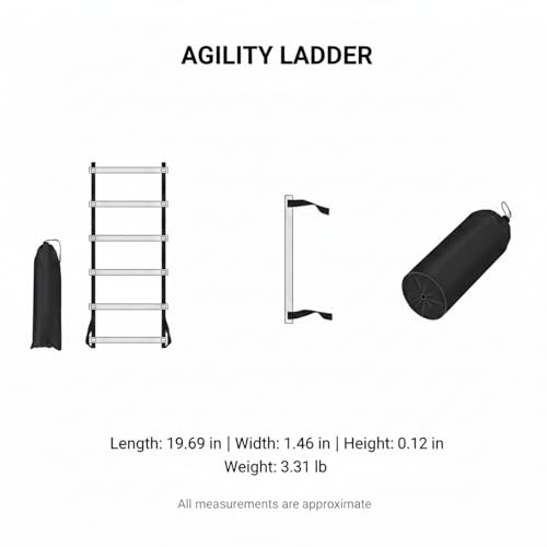 Agility Ladder for Speed Training, Flat-Lay PP Plastic Design with High-Vis Yellow Rungs