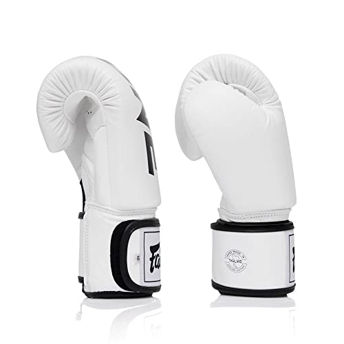 Fairtex BGV1 ONE Boxing Gloves, Leather Muay Thai MMA Kickboxing Training - color: White, size: 12 oz