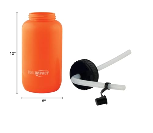 Squeezable Water Bottle Bendable Long Straw - LDPE BPA Free Plastic - Hydration for Baseball Hockey Gym MMA Yoga Boxing Cycling Softball Football Lacrosse (35.5 Oz.) - style: Orange