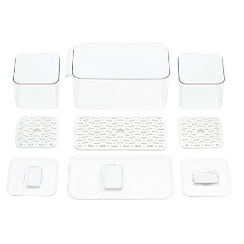 Fridge Produce Saver Food Storage Bin Containers, Stackable Refrigerator Freezer Organizer Fresh Keeper Container with Vented Lids, 3 Pack