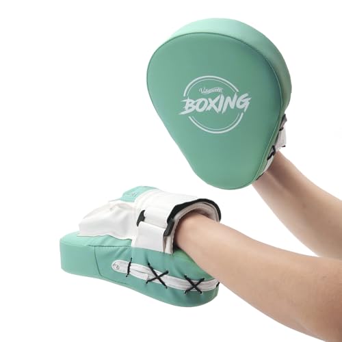 Valleycomfy Boxing Pads Curved Focus Punching Mitts for Men Women - color: Cyan