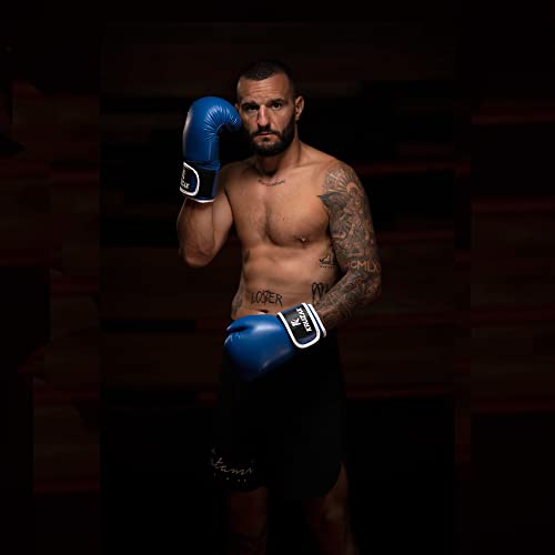 Kruzak Boxing Gloves for Men & Women, Sparring & Kickboxing Gloves, Muay Thai & MMA Gloves, 8-16 oz - color: Blue, size: 14 oz