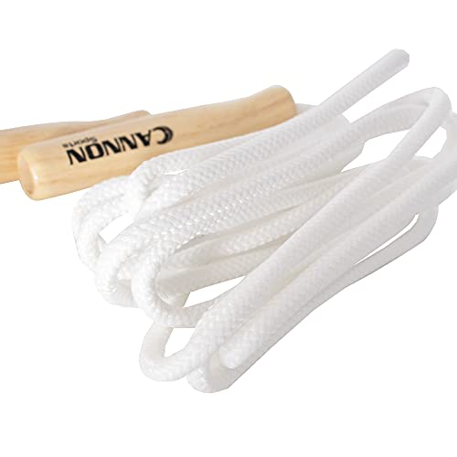 Cannon Sports White Jump Ropes with Wooden Handles & Braided Polyester for Fitness, Exercise & Home Gym - size: 9.5-feet