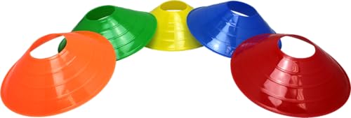 BlueDot Trading Pro Disc Cones High Visibility for Sports, Agility Training, Soccer, Football, Basketball, and Other Sports Durable Cone Markers for Adults or Kids (25-Pack), Red