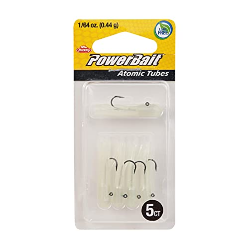 Berkley PowerBait Pre-Rigged Atomic Tubes Fishing Soft Bait - color: Glow, size: 1/64 oz