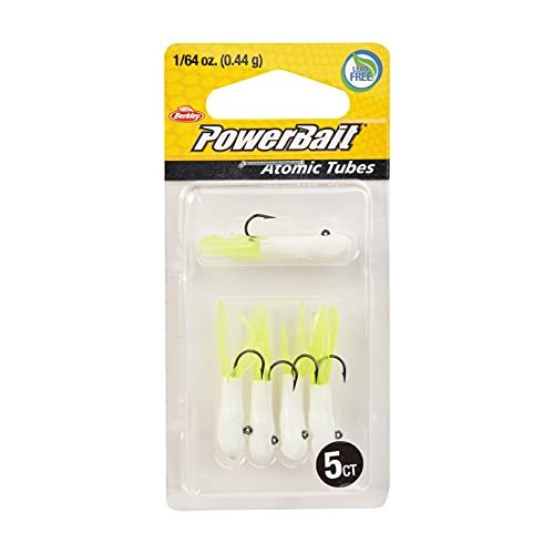 Berkley PowerBait Pre-Rigged Atomic Tubes Fishing Soft Bait - color: White Chartreuse, size: 1/64 oz