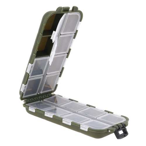 Small Fishing Box Portable Case, 16 Compartments Mini Storage Box Containers, Hooks Lure Baits Grid Box Fishing Box Fishing Accessories Box, Green