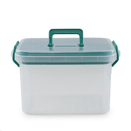 Clear First Aid Box Organizer with Compartments, Plastic Family Medical Supplies Storage Box