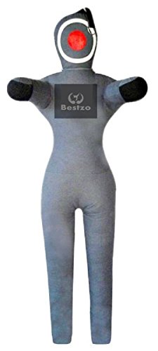 Bestzo MMA Jiu Jitsu Judo Punching Bag Grappling Dummy Gray Standing Position -Unfilled - color: Synthetic Leather Gray, size: 59 inches (5 ft)