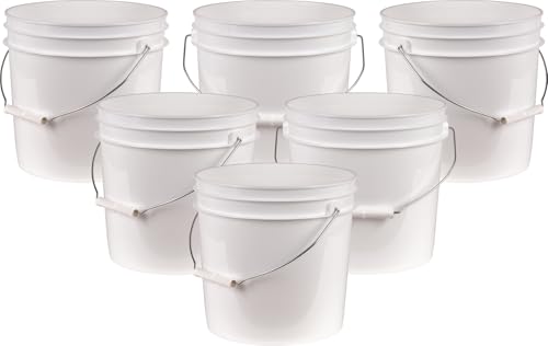 2 Gallon White Bucket Only - All Purpose Pails - Food Grade - Made in USA - BPA Free Plastic (6 Pack) - size: 6pk - 2 Gal. (Bucket Only)
