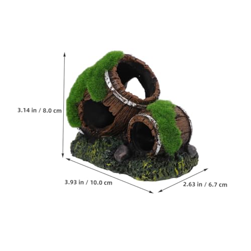 BESPORTBLE Broken Barrel Aquarium Decor Resin Fish Hiding House Betta Fish Cave Ornament with Moss Landscaping and Shrimp Aquarium Hideout
