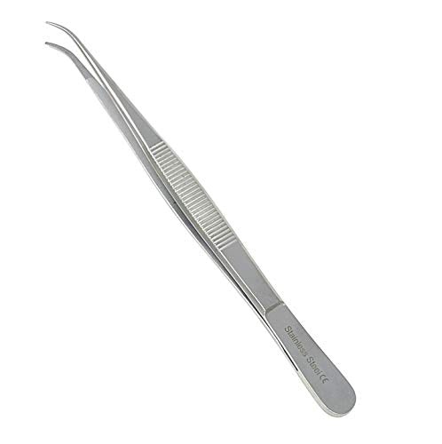 Lab Tweezers High Precision Forceps, 6" (15.2 cm), Fine Strong Curved Point tweezers, Stainless Steel