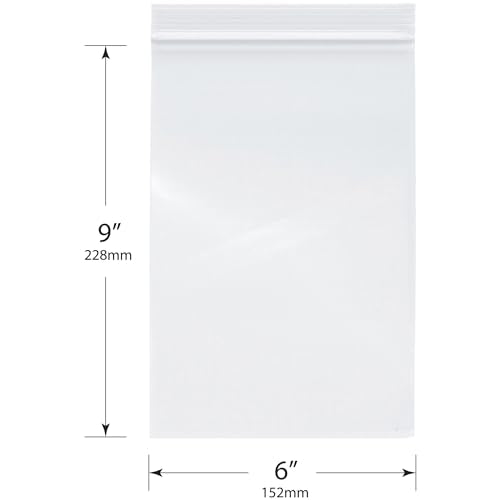 Plymor 6" x 9" (Pack of 100), 6 Mil Industrial Duty Zipper Reclosable Plastic Bags