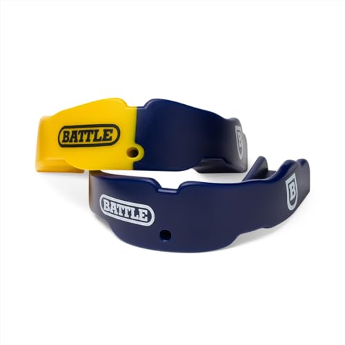Battle Sports 2-Pack Mouthguard - Maximum Protection and Breathability, Strapless Braces-Friendly - Adult & Youth - Pack of 2 - color: Navy/Yellow, size: Youth (Age 9 & Below)