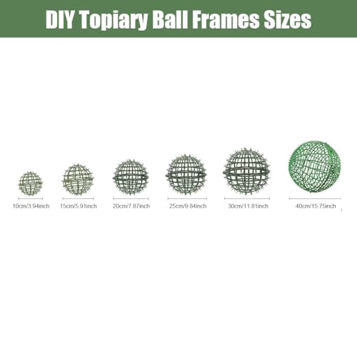 Topiary Ball Frame Set of 2, 6 Sizes Plastic Plant Support Cage (10-40cm), Artificial Grass Ball Frame for DIY Flower Arrangement, Moss Ball Holder for Wedding Home Garden Decoration (16"/40cm)
