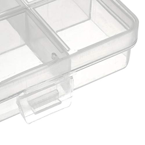 uxcell Component Storage Box - Plastic Fixed 24 Grids Electronic Component Containers Tool Boxes Clear White 193x132x22mm Pack of 2