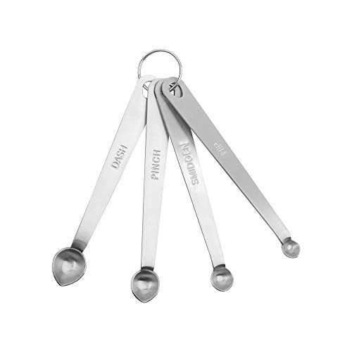 Fox Run Brands 4-Piece Pinch Spoons Measuring, 0.25 x 0.5 x 4.75 inches, Metallic