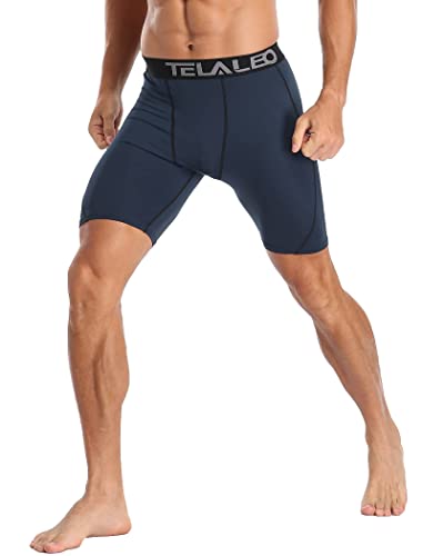 Compression Shorts Men Spandex Athletic Underwear Boxer Brief Base Layer - color: 6 Pack Black/Navy Blue, size: XX-Large