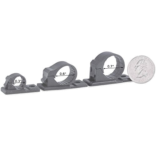 25pcs JacobsParts V3 Adhesive Cable Management Clips, 0.6 Inch Fixed Clamp with Optional Screw Mount (Medium)