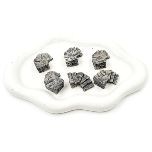 6PCS Curved Stone Step Miniatures, Realistic Resin Winding Path, Water Well Bridge Figurines Embellishments for Fairy Garden, Moss Terrarium, Glass Container, Micro Landscape & DIY Miniature Scenes - color: Curved Stone Step