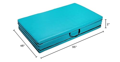 Polar Aurora 4'x8'x2 Thick Folding Gymnastics Exercise Mat Aerobics Stretching Yoga Mats - color: Blue-green