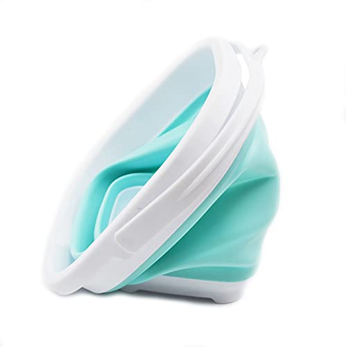 SAMMART 2.6L (0.68 Gallon) Super Mini Sqare Collapsible Plastic Bucket - Foldable Square Tub - Portable Fishing Water Pail - 2 Pieces Box Pack (Lake Green & Pink)