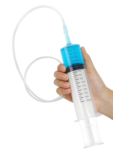 3 Pack 150ml Syringes with 55.1-Inch Tubes, Large Plastic Syringe for Scientific Labs Experiments, Nutrient Measuring, Watering, Refilling - style: 150 ml