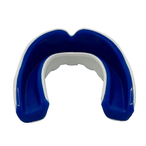 TMA Mouthguard Slim Fit, Adults and Kids Mouth Guard with Case for Boxing, Basketball, Lacrosse, Football, MMA, Martial Arts, Hockey and All Contact Sports (White/Blue, Adult) - color: White/Blue