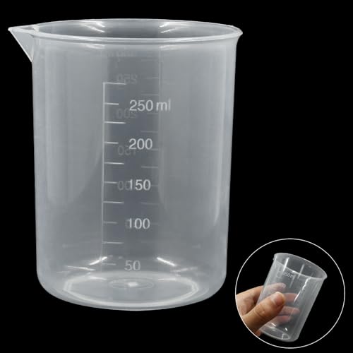 Bivethoi 3 Pack Plastic Beakers, Low Form Graduated Measuring Beakers 50ML Graduation Interval(Vol. 250ML) - size: 250-300ml