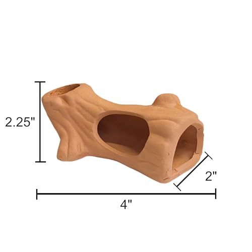 Ceramic Aquarium Log Hide – 4" x 2" x 2.25" Tall – Natural Hiding Spot for Fish & Shrimp