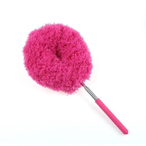 Duster Mop with Extension,Dust Mop Reusable Fan Cleaning Tool for Home, Car, Office, Blades, Windows, Glass Furniture,Rose Red
