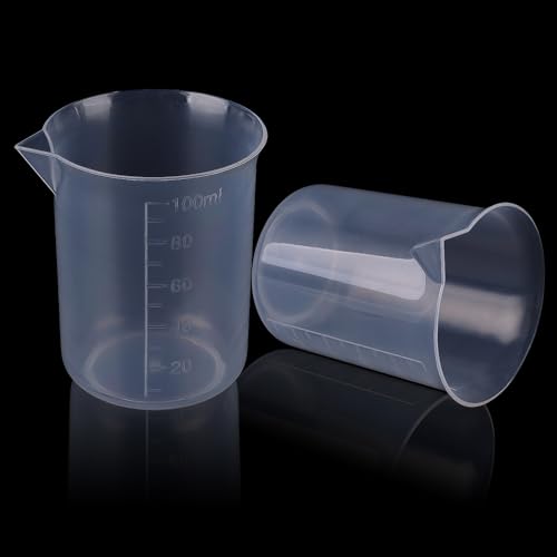 6pcs Plastic Graduated Beaker 100ml Transparent Measuring Cup Laboratory Measuring Jugs Kitchen Measure Tool Mixing Cups