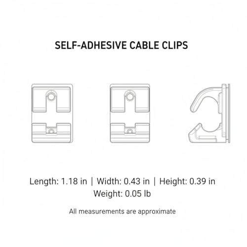 Self-Adhesive Cable Clips for Cord Management, Clear PP Plastic Wire Holders for Desk Edge and Wall
