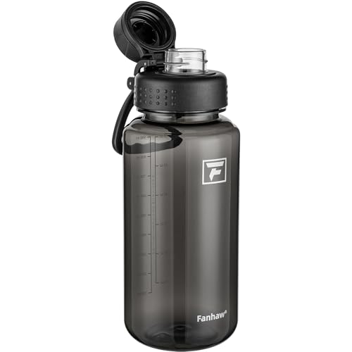 Fanhaw 32 oz Clear BPA-Free Tritan Water Bottle with Fast-Flow Spout Lid, BPA-Free & Leak-Proof Wide-Mouth Reusable Bottle for Gym, School & Office, Back to School Essentials (Black) - color: Black, style: 1 Pack