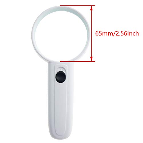 Othmro 1Pcs Magnifying Glass with Light, 4X Illuminated Handheld Magnifier 400% Loupe w Handle,for Book and Newspaper, Jewelry, Antiques, Coins, Stamps, Rocks,Watches, Repair - color: 4x 65mm