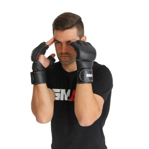 SMAI Elite85 Leather MMA Grappling Gloves - Competition Punching Mitts and MMA Gear for Men, Women and Youth - Made for Martial Arts Sparring, Punch Training and Bag Work. - size: Medium